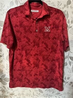 Tommy Bahama Red Tropical Print Polo with Embroidered M
